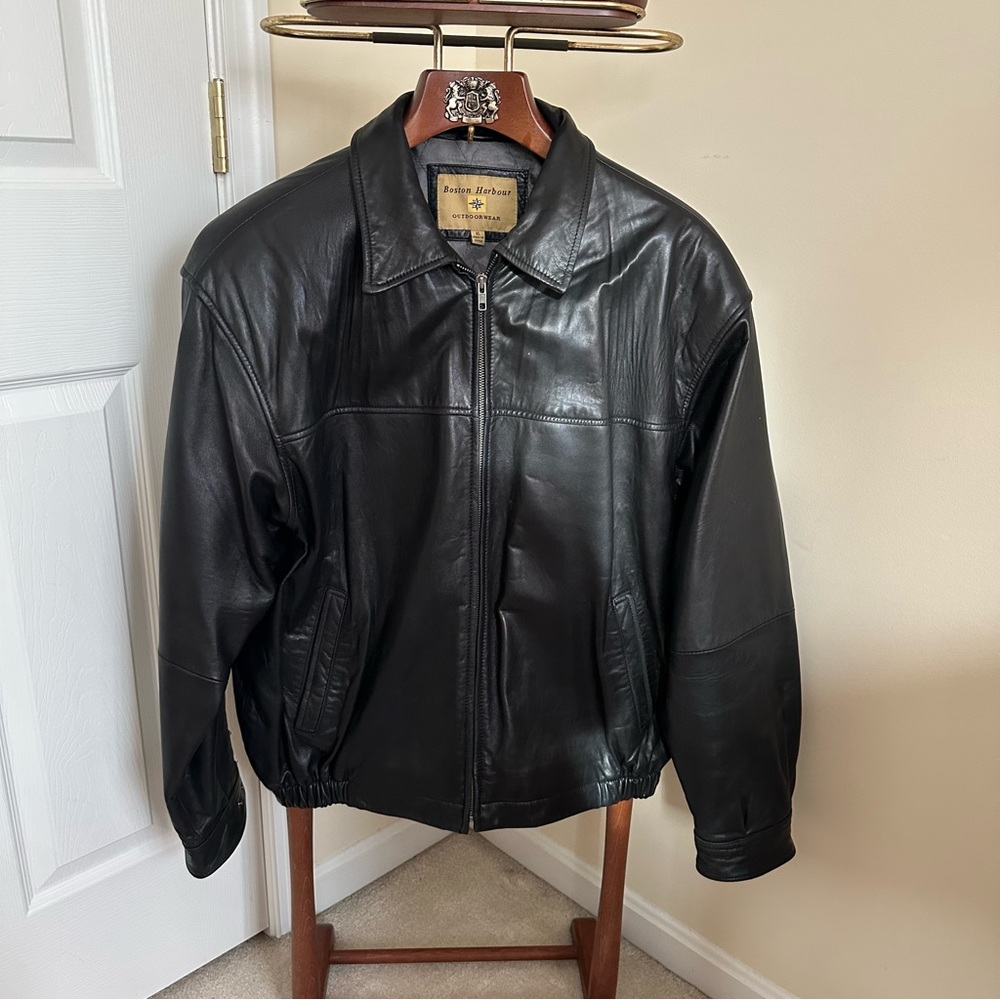 Boston Harbor 100% Leather Black Jacket